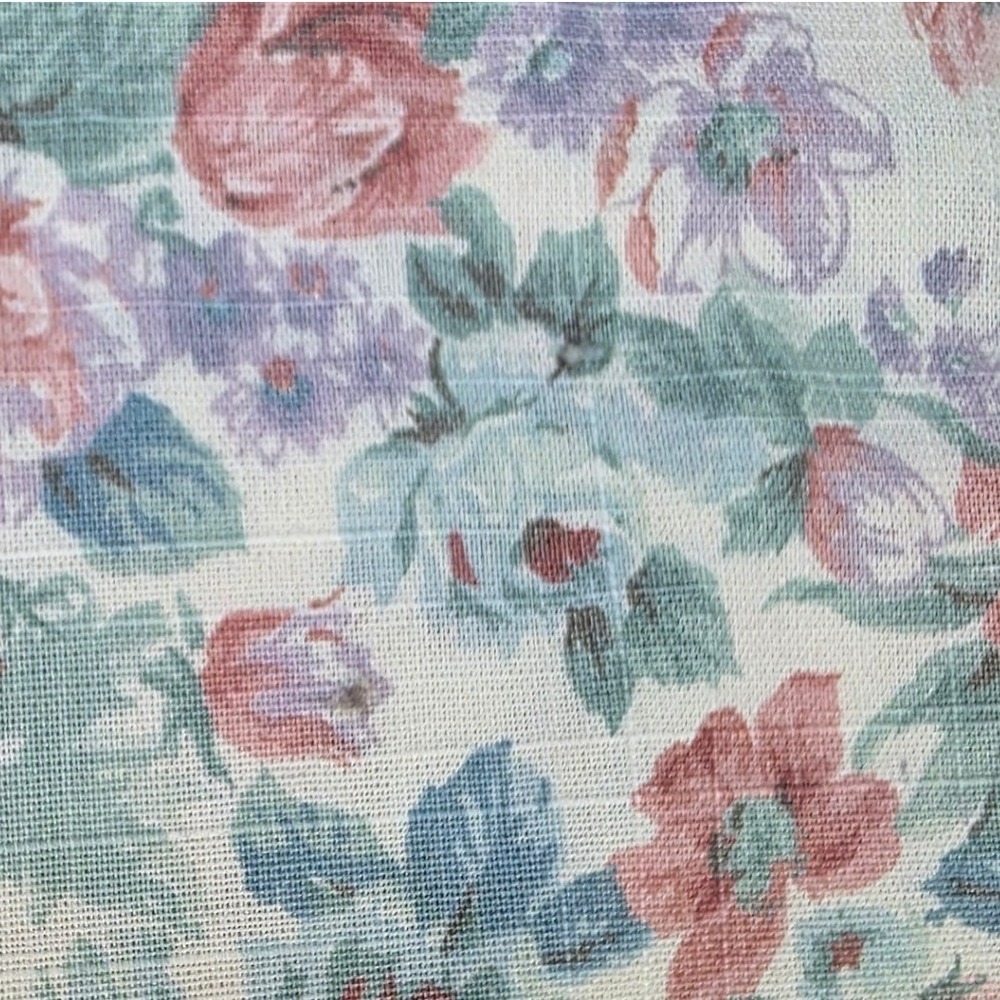 Floral Fabric Multi Color Textured Slub Weave 44x 1 yd
